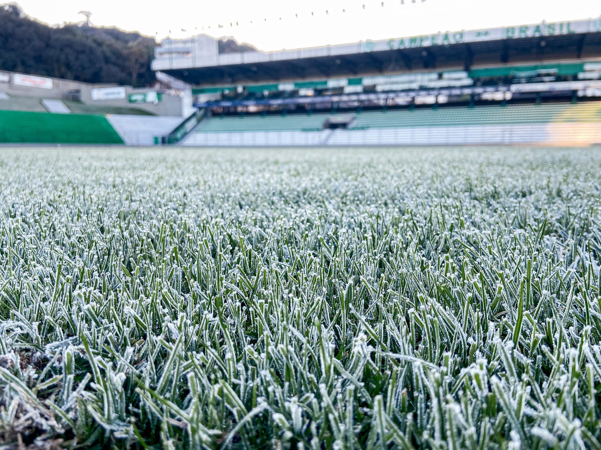 Juventude divulga imagens do gramado 'congelado' no Estádio Alfredo Jaconi
