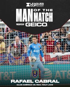 Rafael Cabral foi o grande destaque na vitória do Real Salt Lake na Leagues Cup