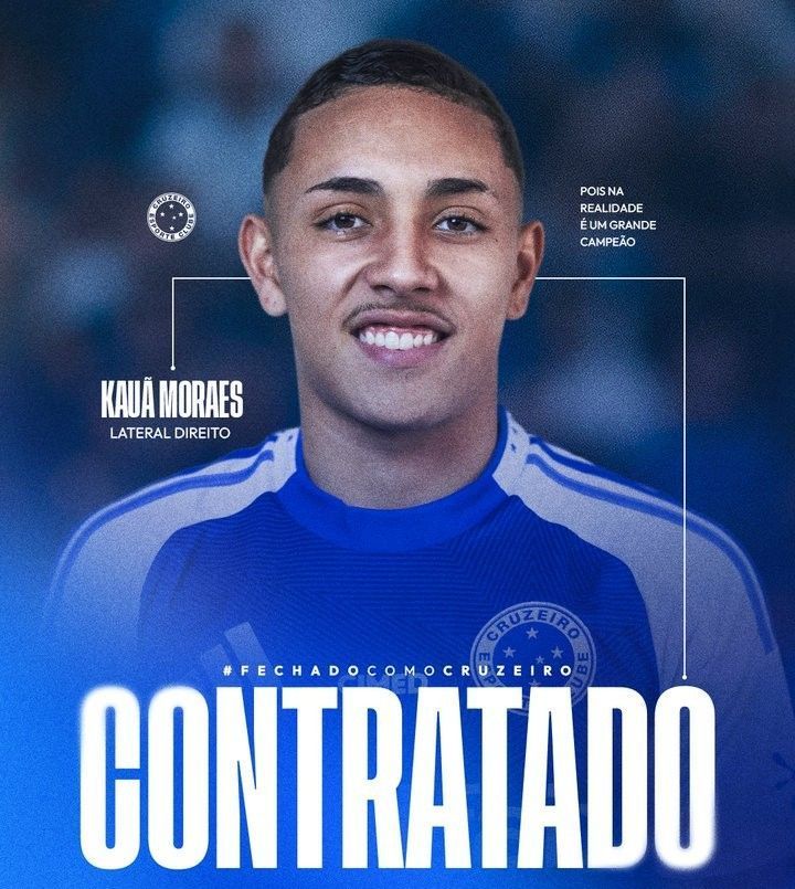 Cruzeiro anuncia contratação de Kauã Moraes, lateral-direito de 18 anos