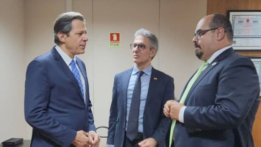 Haddad, Zema e o vice-governador de MG, Mateus Simões, se reuniram na semana passada