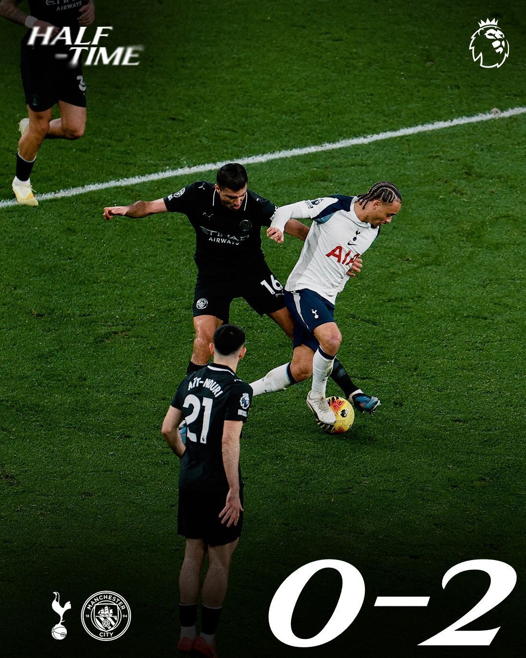 Tottenham e Manchester City ficam no empate em jogo eletrizante da Premire League