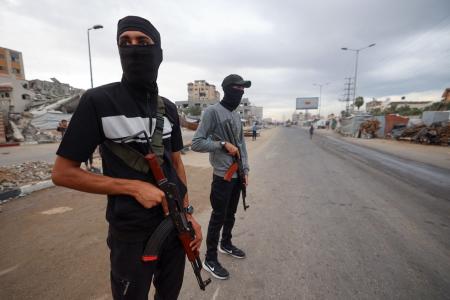 Membros do Hamas nas ruas de Gaza