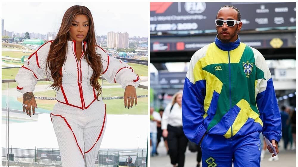 GP de São Paulo: Hamilton 'invade' apresentação para abraçar Ludmilla; assista