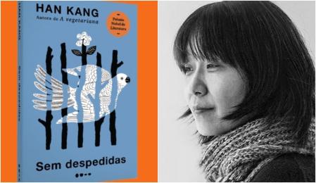 capa de sem despedidas e foto de han kang