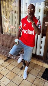 Chad Johnson com a camisa da Portuguesa