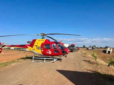Helicóptero dos Bombeiros foi ultilizado no resgate das vítimas
