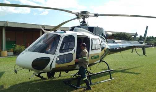 Foto mostra helicóptero da Cemig que será levado para o Rio Grande do Sul