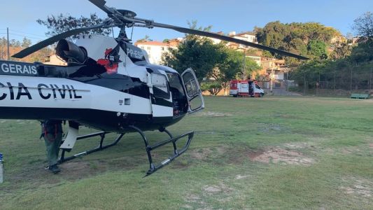 Helicóptero da Polícia Civil foi deslocado para mandado de busca e apreensão em agência de veículos de BH