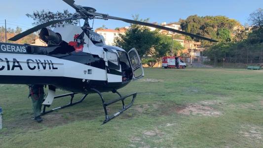 Helicóptero da Polícia Civil foi deslocado para mandado de busca e apreensão em agência de veículos de BH
