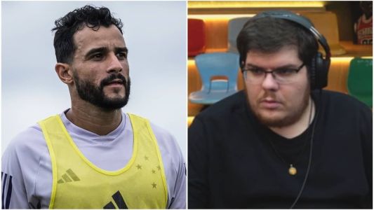 Henrique Dourado (esq), em treino no Cruzeiro, e Casimiro Miguel (dir), em live