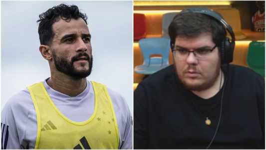 Henrique Dourado (esq), em treino no Cruzeiro, e Casimiro Miguel (dir), em live
