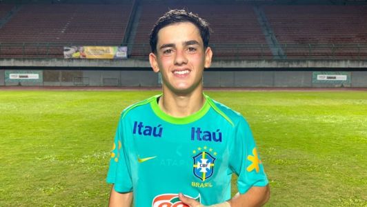 Henrique Lemos após treino com a Seleção Brasileira Sub-15 para a Copa 2 de Julho, em 2025