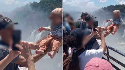 Homem arrisca a vida de bebê por foto nas Cataratas do Iguaçu e expõe criança a queda de 27 andares