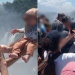 Homem arrisca a vida de bebê por foto nas Cataratas do Iguaçu e expõe criança a queda de 27 andares
