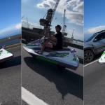 Homem é flagrado andando de 'moto jet' na Ponte Rio-Niterói; veja vídeo