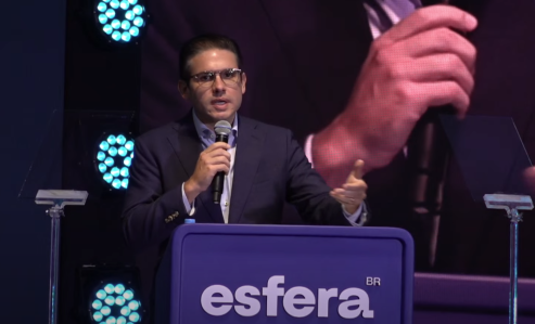 Presidente da Câmara dos Deputados, Hugo Motta (Republicanos), durante o Fórum Esfera