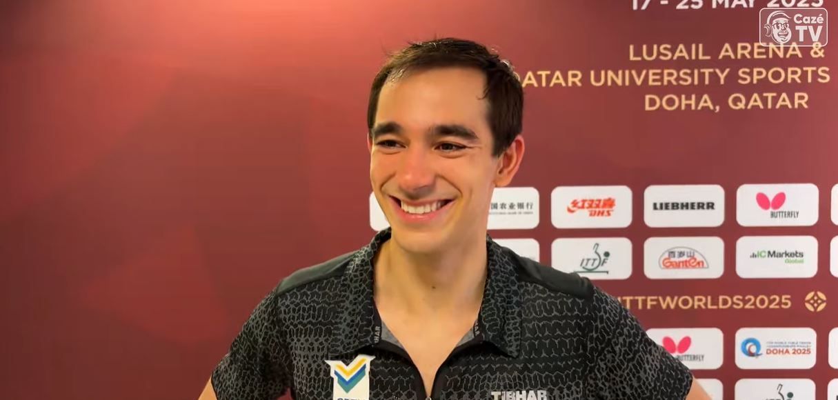 Hugo Calderano reage à conquista de medalha histórica para o Brasil no Mundial