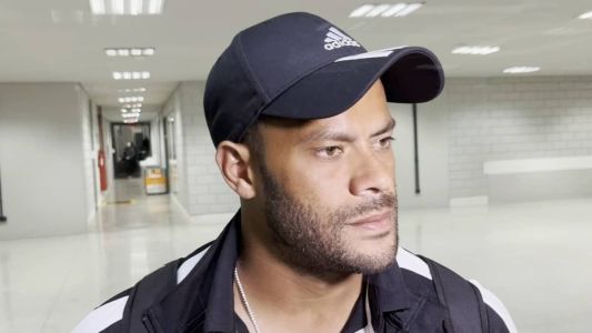 Hulk, atacante do Atlético, na zona mista da Ligga Arena