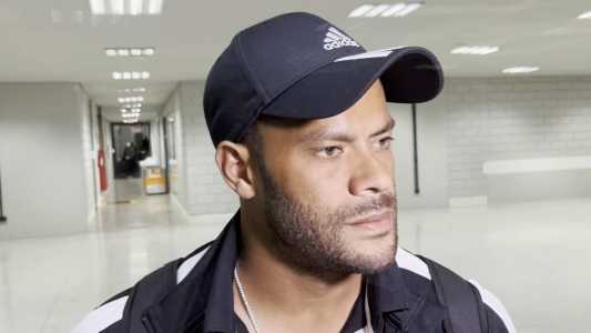 Hulk, atacante do Atlético, na zona mista da Ligga Arena