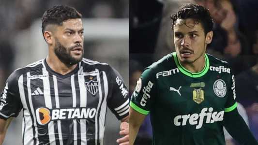 Hulk, atacante do Atlético, e Raphael Veiga, meia do Palmeiras