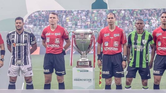 Hulk e Juninho, capitães de Atlético e América, no jogo de ida da final do Campeonato Mineiro