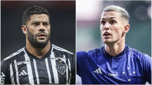 Hulk (esq), do Atlético, e Vital (dir), do Cruzeiro