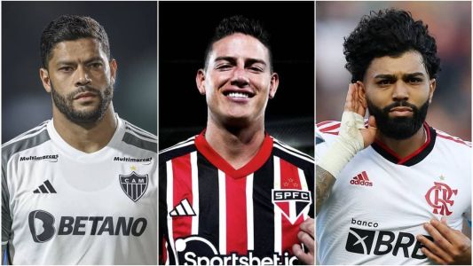 Hulk (esq), James (centro) e Gabigol (dir)