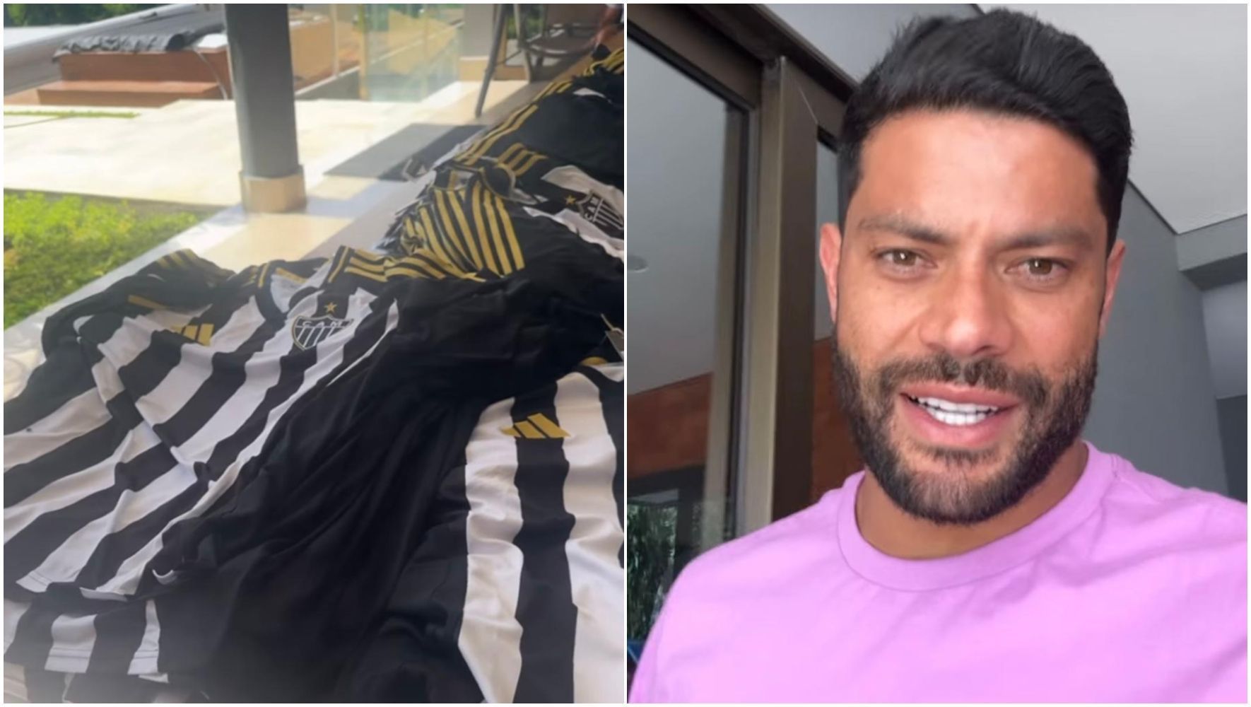Hulk compartilha 'mar' de camisas do Atlético para autógrafo e brinca