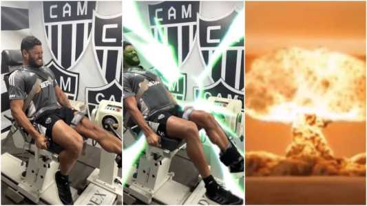 Hulk no teste de força da avaliação isocinética; Atlético brincou com o fato