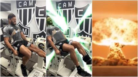 Hulk no teste de força da avaliação isocinética; Atlético brincou com o fato