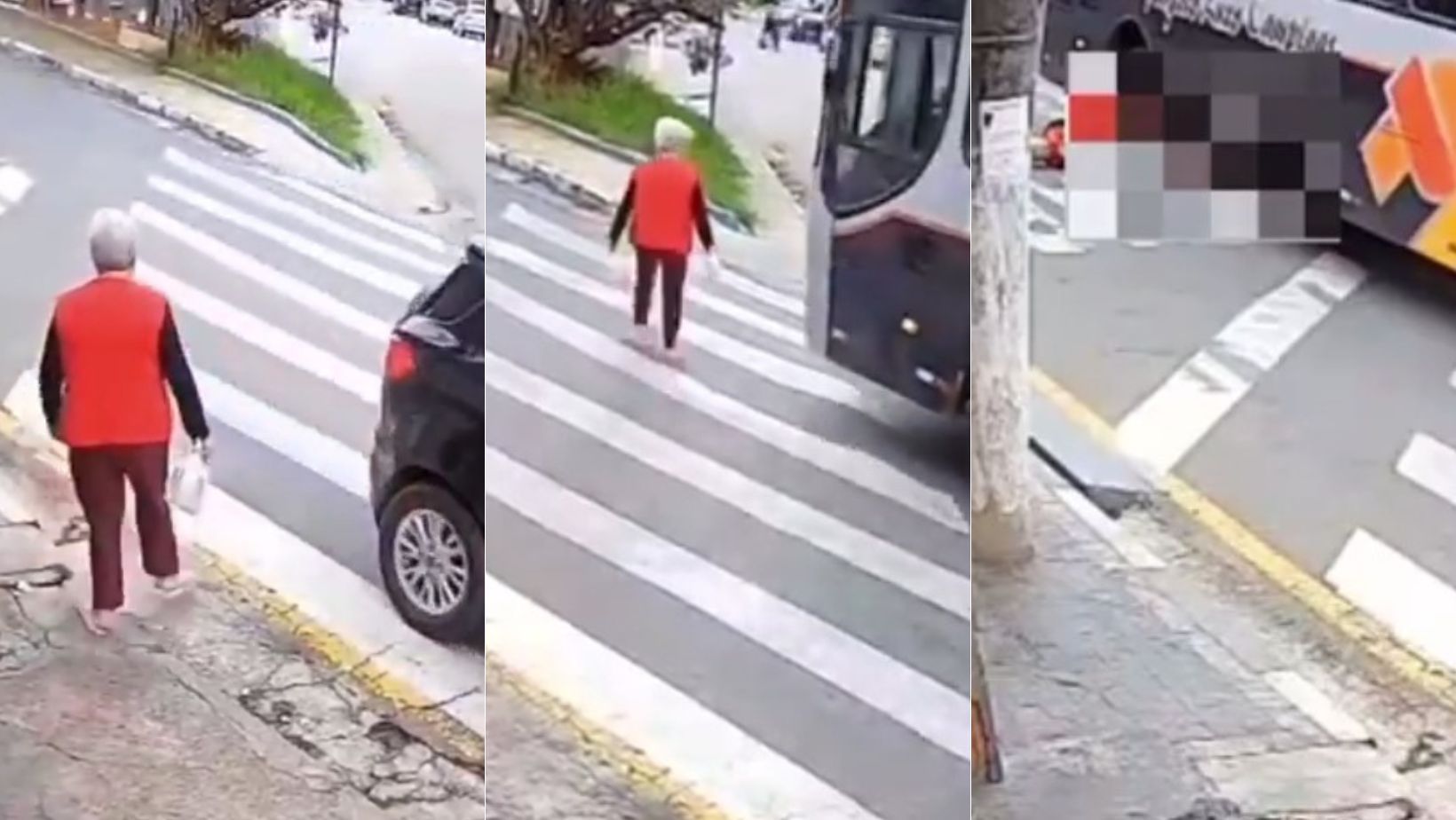 Idosa é atropelada por ônibus e perde as duas pernas em Cajamar, na Grande SP; vídeo