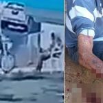 Vídeo: motoqueiro tenta empinar moto e atropela casal de idosos em calçada em MG