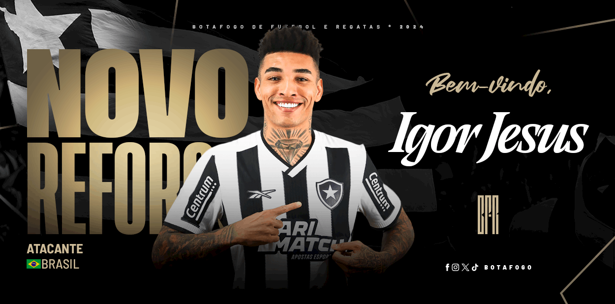 Botafogo oficializa chegada do atacante Igor Jesus até 2028