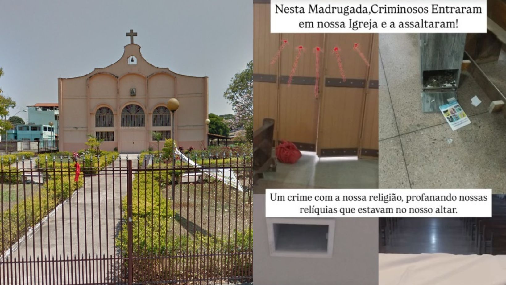 Igreja é invadida e cinco imagens são levadas por criminosos, em Contagem, na Grande BH