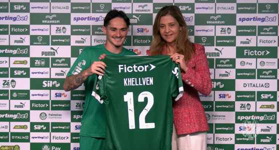 Khellven foi apresentado oficialmente como jogador do Palmeiras