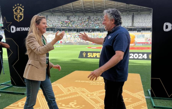 Leila e Casares, presidentes de Palmeiras e São Paulo, respectivamente Leila e Casares, presidentes de Palmeiras e São Paulo, respectivamente