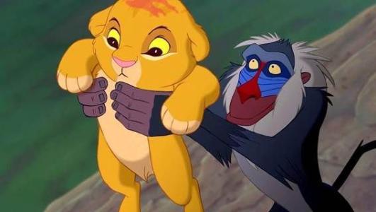 imagem do desenho animado 'o rei leão' mostrando os personagens simba e rafiki