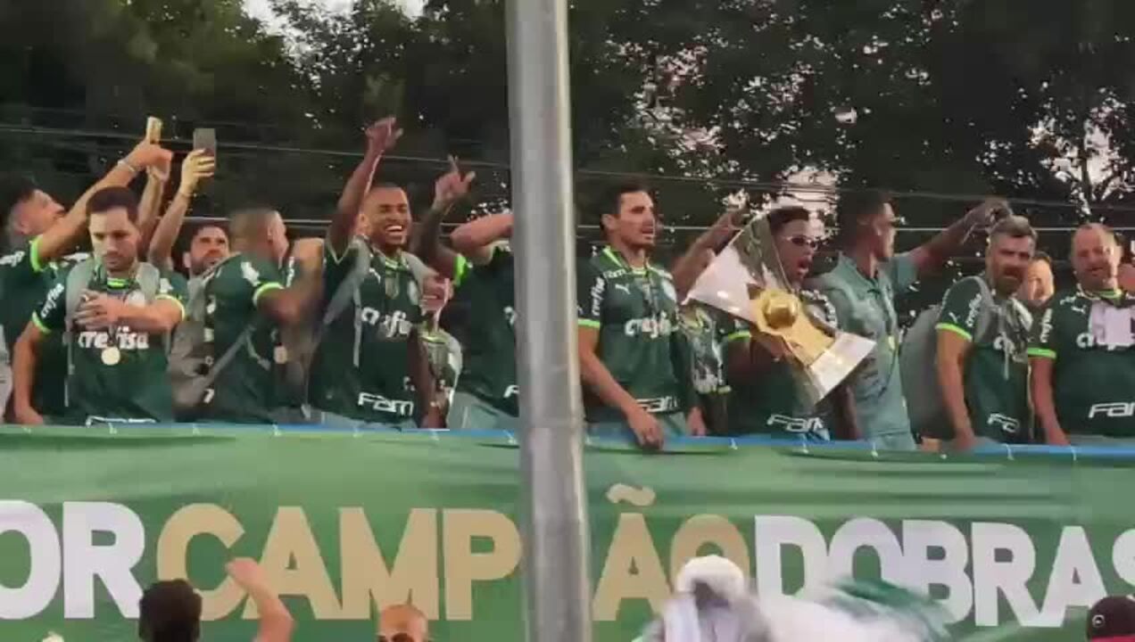 Com provocações, Palmeiras comemora título do Brasileirão com torcida em São Paulo