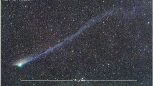 Imagem do Cometa C/2022 E3 (ZTF), em 20 de Janeiro de 2023, feita pelo astrofotógrafo Mitsunori Tsumura, a partir de Susami-Wakayama, no Japão