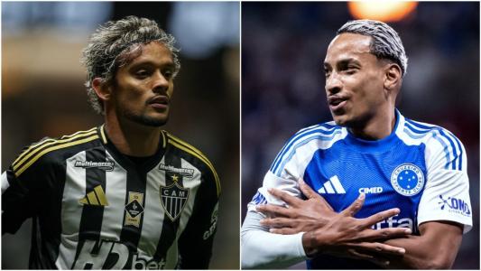 Gustavo Scarpa (esq), do Atlético, e Matheus Pereira (dir), do Cruzeiro