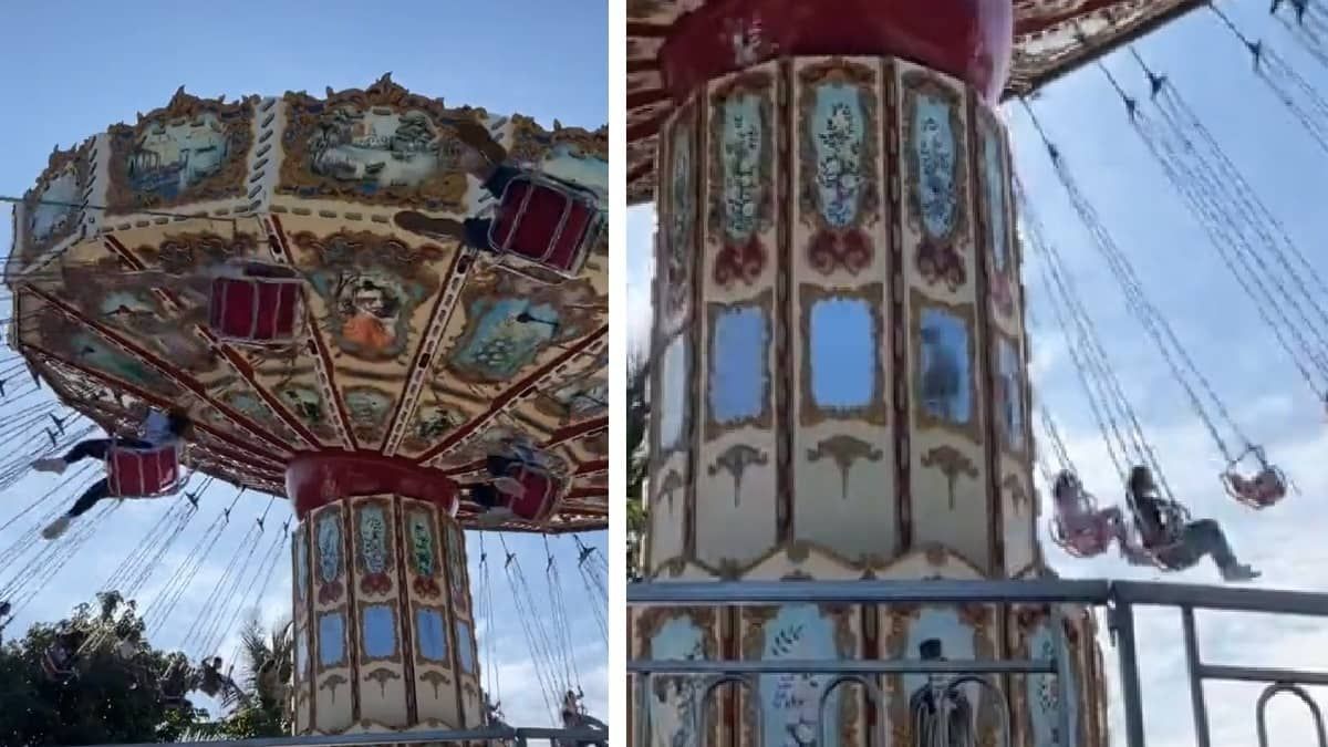 Vídeo: mulher é arremessada no ar após brinquedo de parque apresentar problema