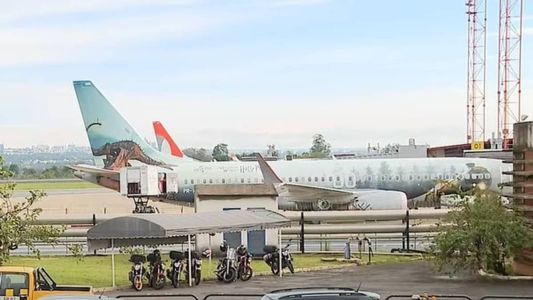Imagem mostra o avião após o pouso em Brasília
