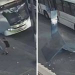 Ponto de ônibus desaba e mulher escapa por muito pouco em GO; veja o momento