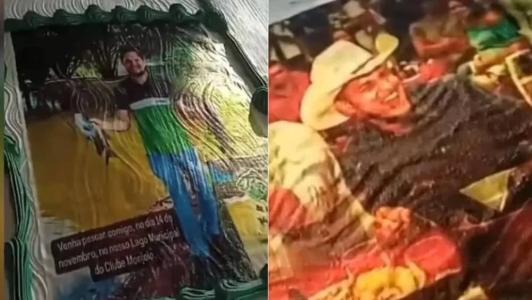 Imagens mostram bolo decorado com as fotos do prefeito