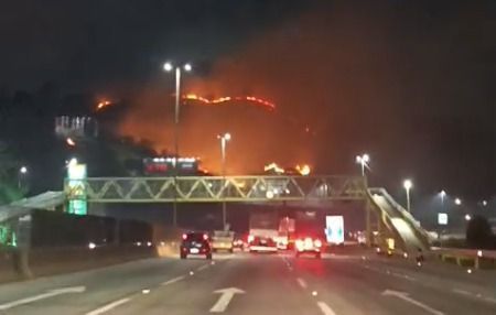 Imagens mostram grande proporação do incêndio em região próxima a refinaria da Petrobras