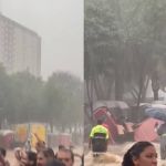 Banheiros químicos são arrastados por chuva em desfile de bloco de rua em São Paulo; veja imagens 