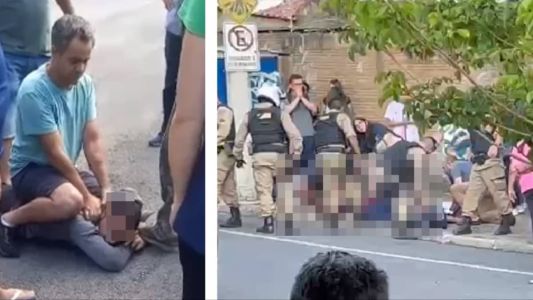 Imagens mostram suspeito e vítimas na porta da escola em Poços de Caldas