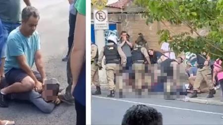 Imagens mostram suspeito e vítimas na porta da escola em Poços de Caldas