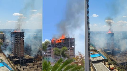 Incêndio de grandes proporções atinge prédio na Pampulha, em BH; veja vídeo