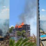 Incêndio de grandes proporções atinge prédio na Pampulha, em BH; veja vídeo
